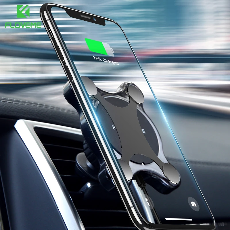 FLOVEME Qi Car Wireless Charger for iPhone X 8 8 plus Fast Wireless Car Charger for Samsung S9 S8 Note 9 Magnetic Phone Holder