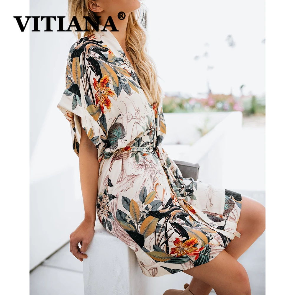 VITIANA женское богемное пляжное сексуальное Вечерние Платье Лето 2019 Женский печати