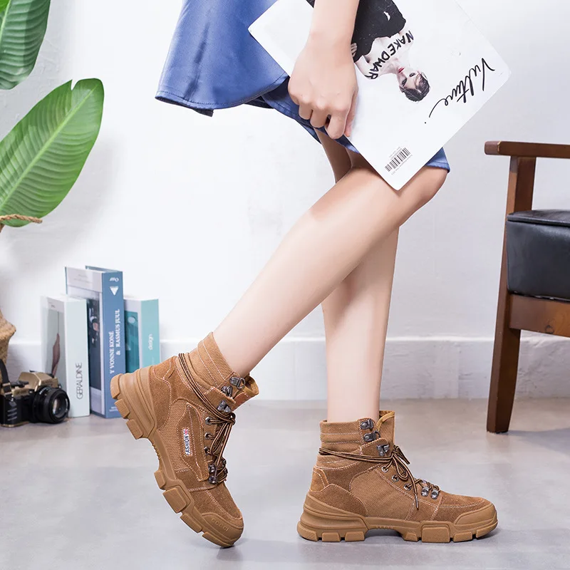 Farbe Stiefel Schwarzes Martin Stiefel Wilden Nicht Feste Trend Retro Mode Frauen Casual Stil slip Herbst Komfortable Einfache 2018 brown Neue CSxqfwXfR