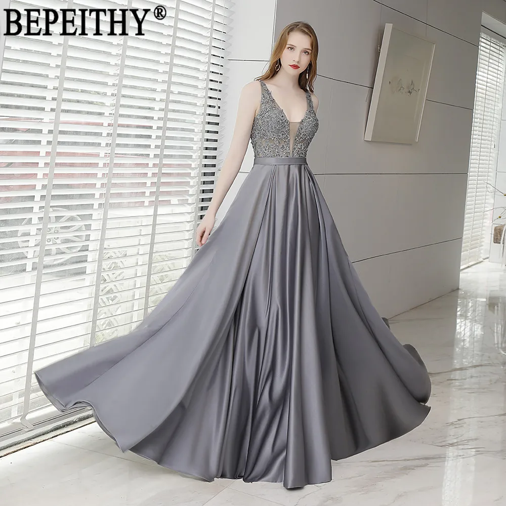 BEPEITHY, vestido de festa, дизайн, v-образный вырез, аппликация бисером, женское Длинное нарядное платье, вечерние платья