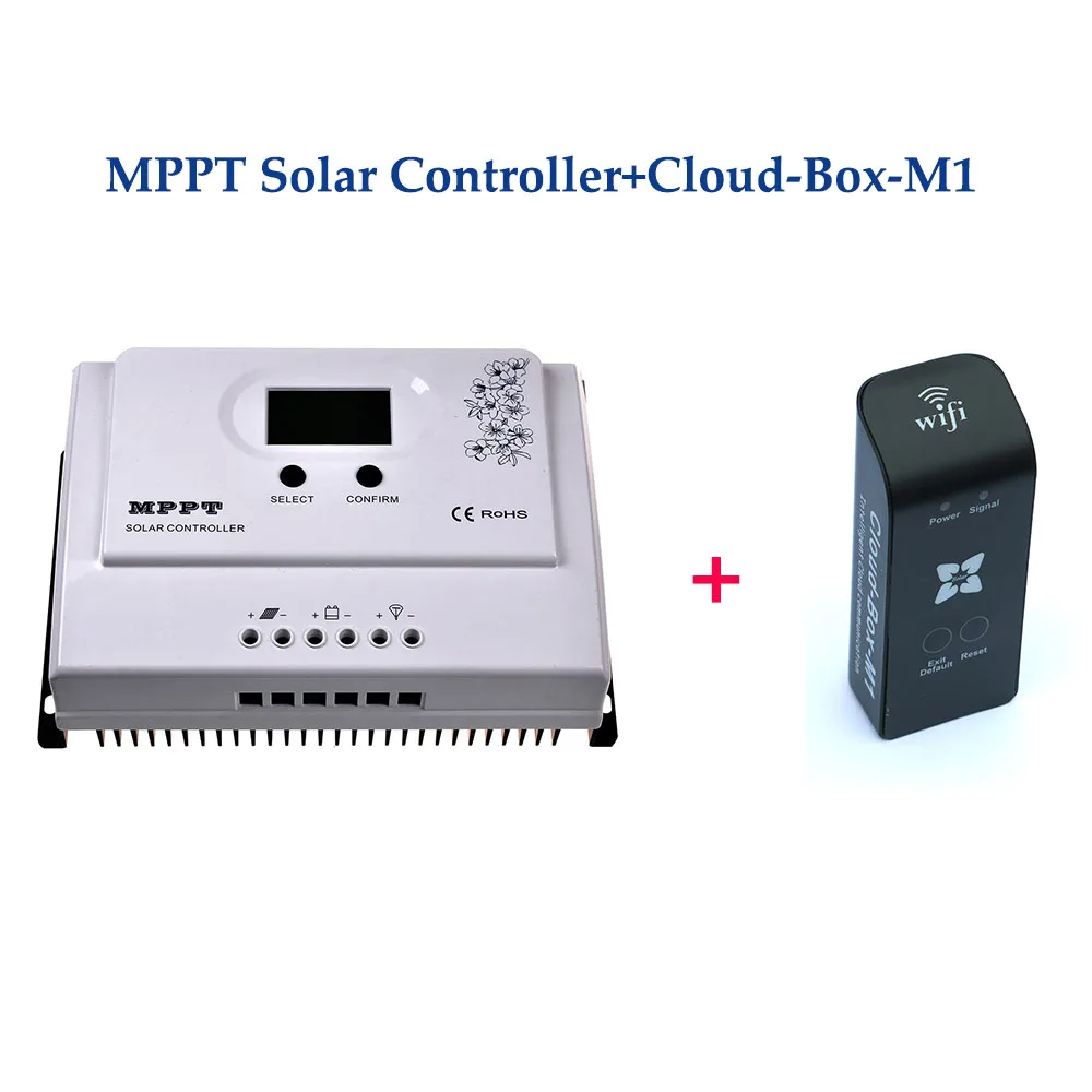 

40A MPPT Solar Charge Controller 12V/24V DC Auto With LCD Display Charger Regulator + Cloud-Box-M1 use For MPPT Solar Charger