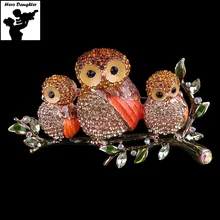Metal Sparkling Rhinestone Owl Brooch Pins for Women High Quality Animal Enmal Luxury Brooches Pins Cute Elegnat for Scarf Women