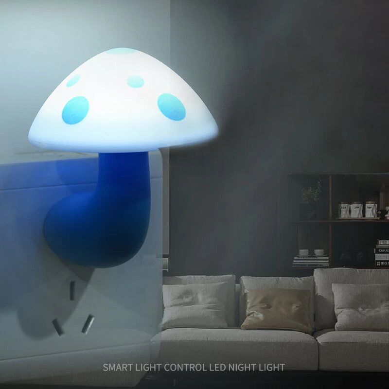 

WoodPow LED Light Sensor Control Mushroom Night Light Mini EU US Plug Wall Socket Lamp Bedroom Lamp For Baby Gift Romantic Light
