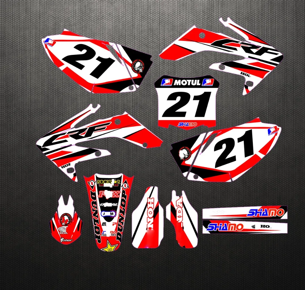 

04-09 For Honda CRF250R Number 21 Graphics & Backgrounds Full Stickers Kit Decal CRF250 R CRF 250R 2004 2005 2006 2007 2008 2009
