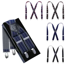 Регулируемые кожаные эластичные брюки на подтяжках, набор галстуков, волнистые полосатые ромбические подтяжки для мужчин