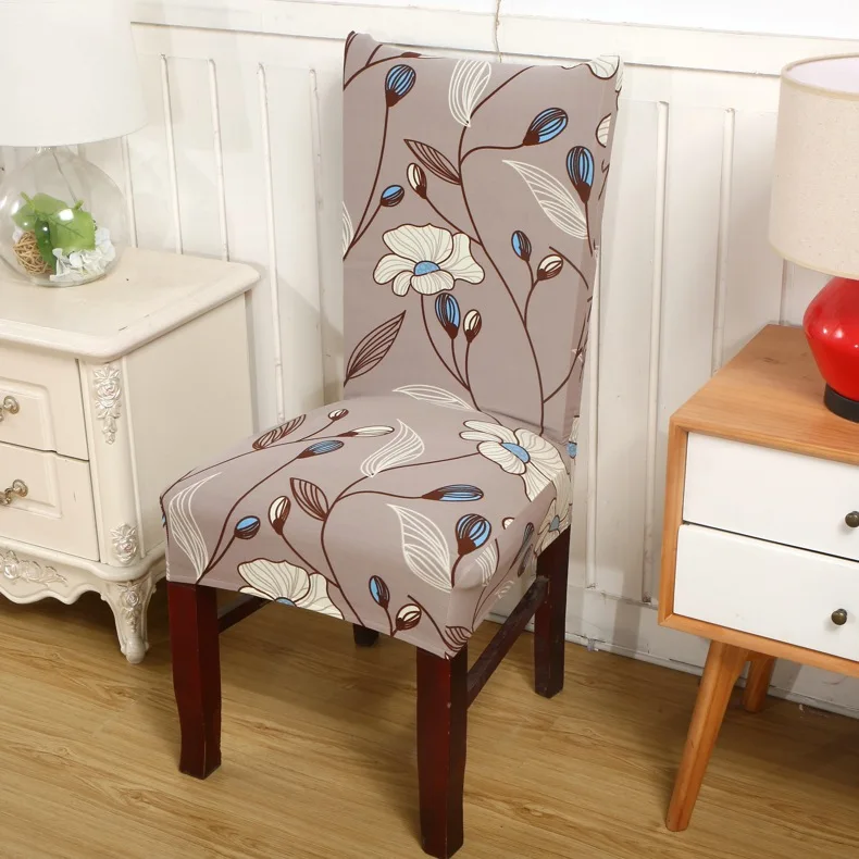 Эластичный стул в цветочек, растягивающийся съемный современный обеденный стул, чехол со спинкой, современный чехол для сидений на кухне, минималистичный Декор - Цвет: 19