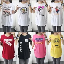 10 p! г., пухленькая женщина и девочка, тонкая свободная футболка с длинными рукавами, круглый вырез, шелк, хлопок, Милый принт, короткие рукава, мягкие гладкие, большие размеры