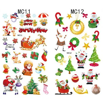 

Wholesale New Arrival Adhesive Xmas Temporary Tattoo Stickers Christmas Waterproof Body Art tatuajes 100packs/lot free shipping