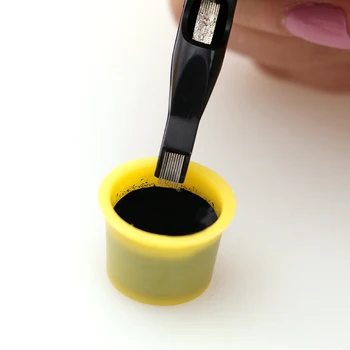 

1000pcs Plastic Yellow Medium Size Permanent Makeup Tattoo Ink Cups Pigment Caps Tattoo Accessories Supply IA206A