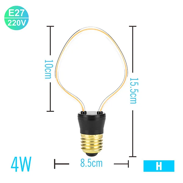 E27 антикварная ретро Светодиодная лампа 1,8 Вт 3W 4 Вт 4,5 Вт 8 Вт винтажная лампа накаливания 220 в теплый белый RGB стеклянная лампа накаливания для украшения - Цвет: JH H