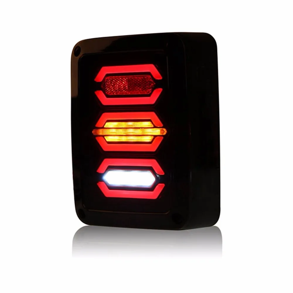 Pair LED Diamond Tail Light Black Wrangler JK LED Brake Tail Lights