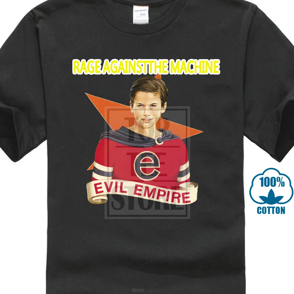 

Custom T Shirts Cheap Men's Rage Against The Machine Evil Empire Rock Band Short Graphic O Neck Tees Black