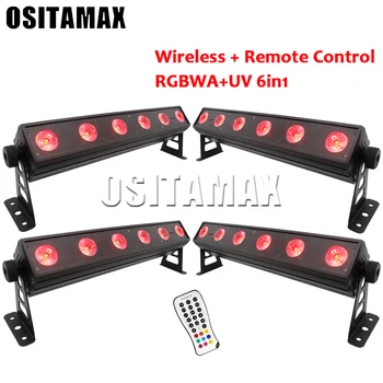 

4Pcs 6x12W LED RGBWA+UV 6in1 Led Wall Wash Light DMX Led Bar IR remote Wash Stage Light Party Wedding Events Light Fast Shipping