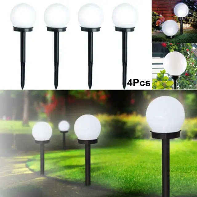 4 Pack Led Ground Garden Light Solar Round Ball Automatic Waterproof