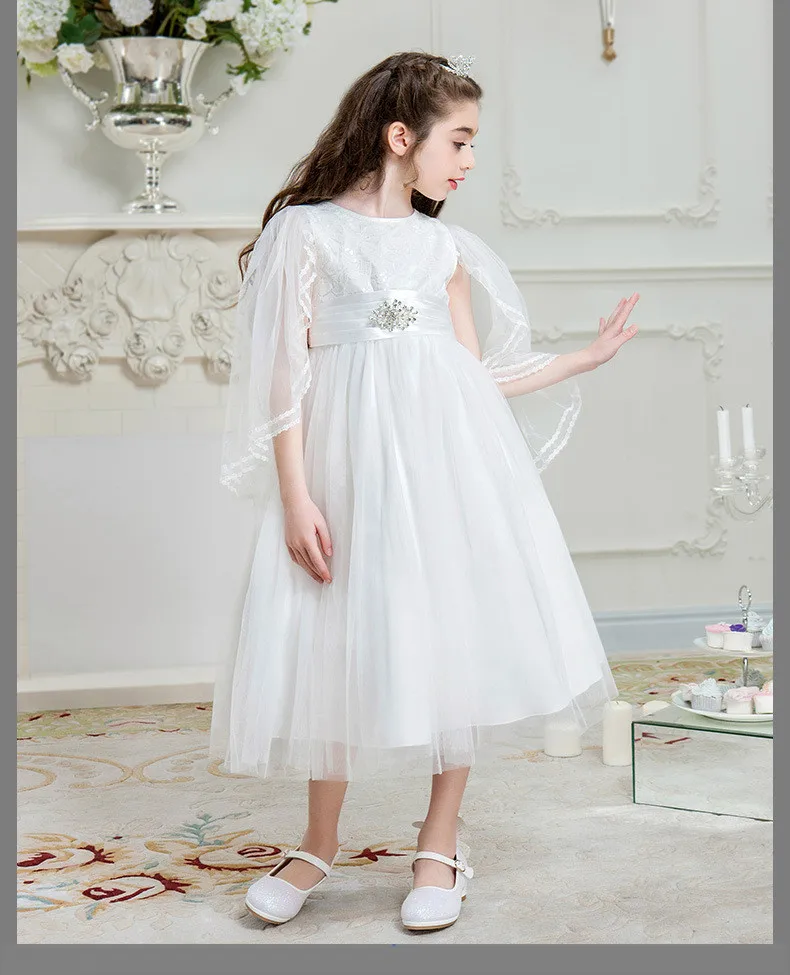 Babys Wedding Party Dress Sweet Girls White Long TUTU Dresses Summer