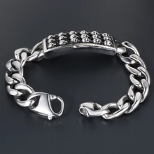 Нержавеющая сталь 13 мм Толстый Браслет цепочка для мужчин s мальчиков браслет из головы черепа человек Готический крутой РОК Н 'Ролл литой металл ювелирные изделия