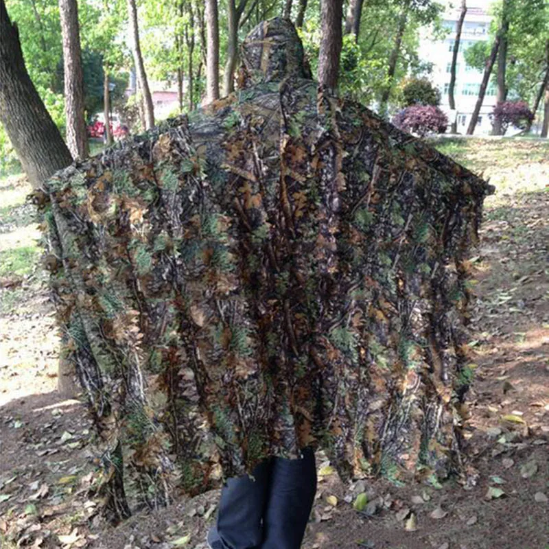 Лесной 3D Bionic лист Маскировка Униформа CS камуфляж набор Снайпер Ghillie костюм плащ шляпа Снайпер - Цвет: Cloak