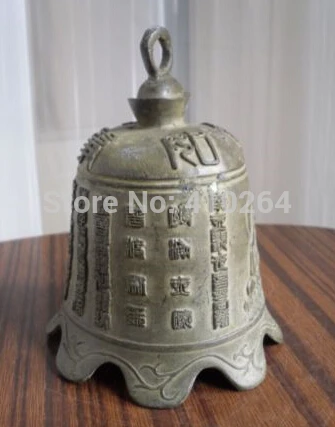 

$GANG Buddhist bronze antique bell with guanyin buddha statue and Chinese characters