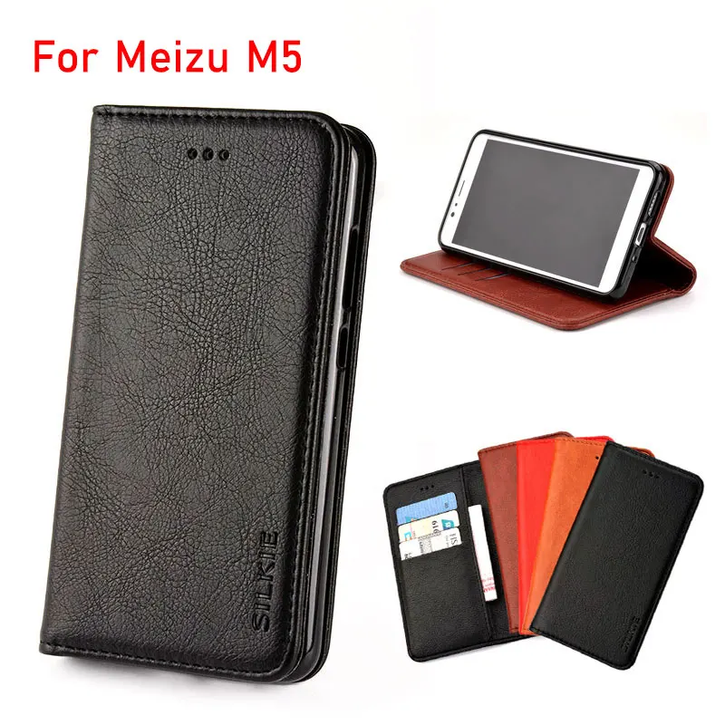 

For Meizu m5 case Luxury Flip cover Vintage Leather with Card Slot Without magnets phone Cases for Meizu M5 funda coque capa