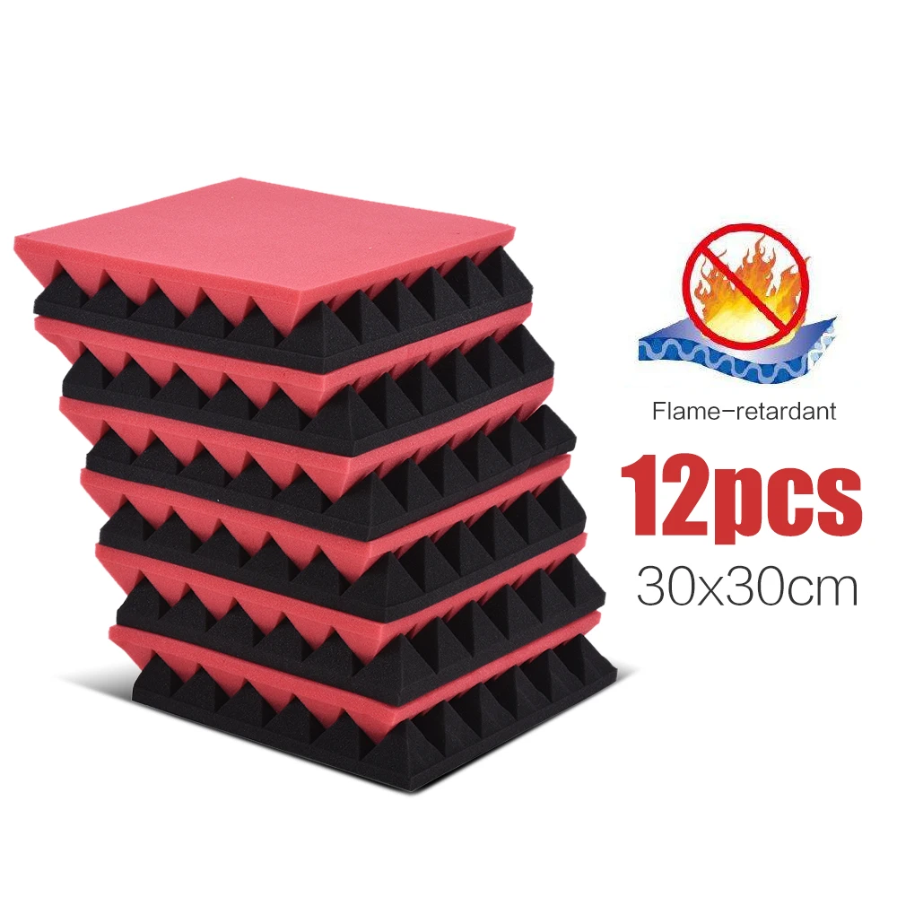 

12 Pack Studio Acoustic Foams Sponge Panels Tiles Absorption Sound Insulation Foam Rhombus Flame-retardant High Density