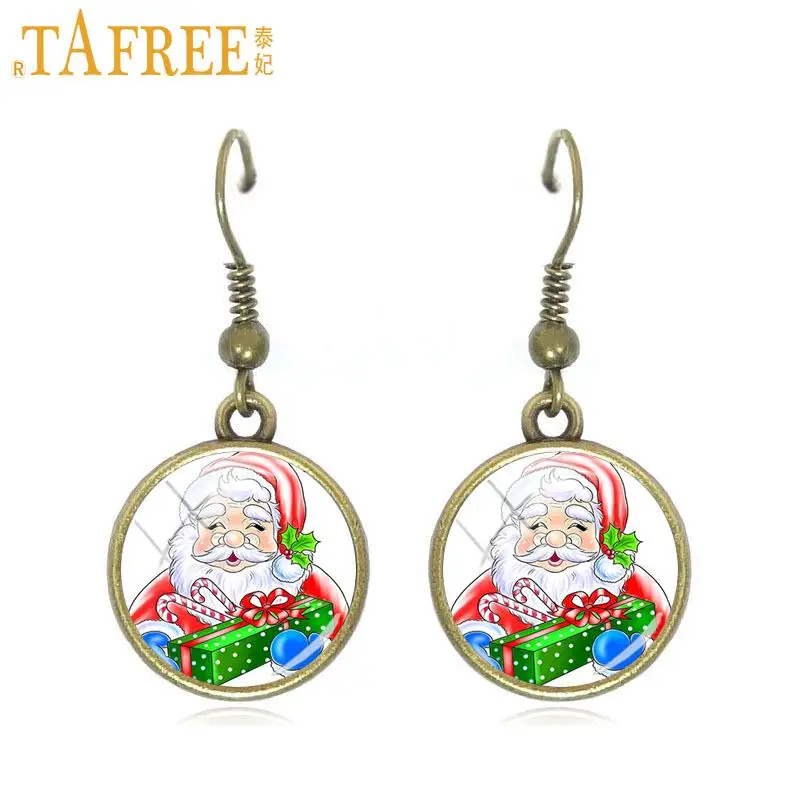 TAFREE 2017 винтажные зимние ювелирные изделия женские рождественские Висячие серьги