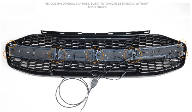 Собственный дизайн изменение высшего качества светодиодные буквы гриль решетка блестящий черный Передний гоночный гриль подходит для Everest endeavor car