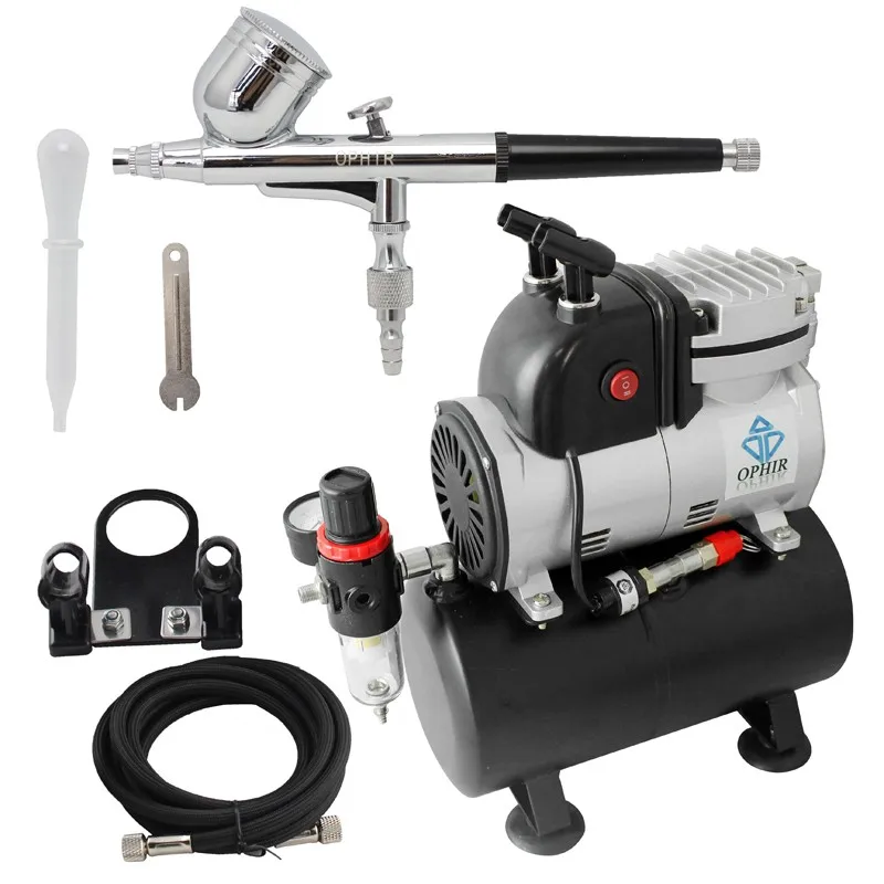 Tanque de ar Ventilador de Refrigeração Compressor de ar com 3.0l Kit para Bronzeamento Ophir Atualizado Tecnologia Dupla Ação Airbrush - Modelo Hobby Pro & 18 3.0l tanque de ar & ventilador de