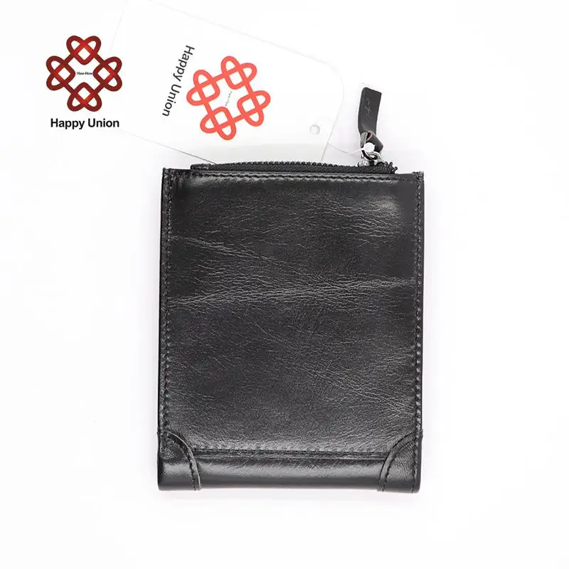 100% genuine leather wallet premium product real cowhide wallets short black wallet   (3)