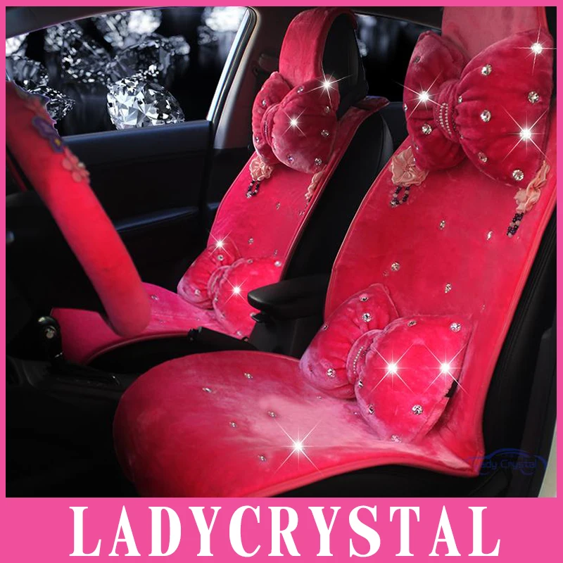 Ladycrystal мягкий теплый плюш сиденья авто Салонные аксессуары со стразами Чехлы для сидений мотоциклов для Обувь для девочек Для женщин дамы