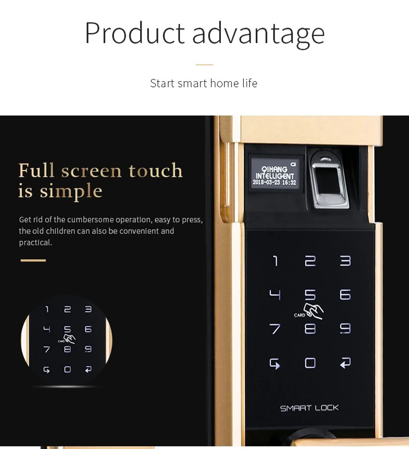 Смарт-замок без ключа отпечатков пальцев биометрический электронный входной умный дверной замок с WiFi приложение пароль ID карта Аварийный ключ