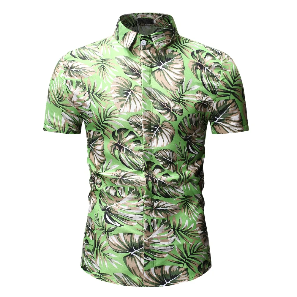 Мужская гавайская рубашка с принтом Camisa Masculina Повседневная пляжная коротким