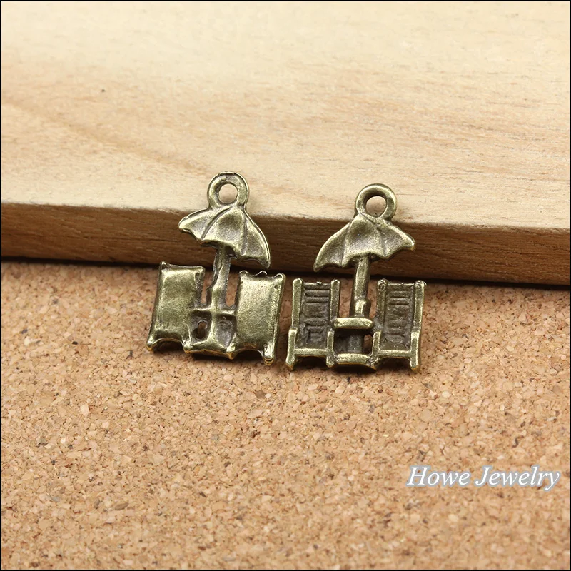 Wholesale 60 pcs Vintage Charms Beach chairs Pendant Antique bronze Fit Bracelets Necklace DIY Metal Jewelry Making