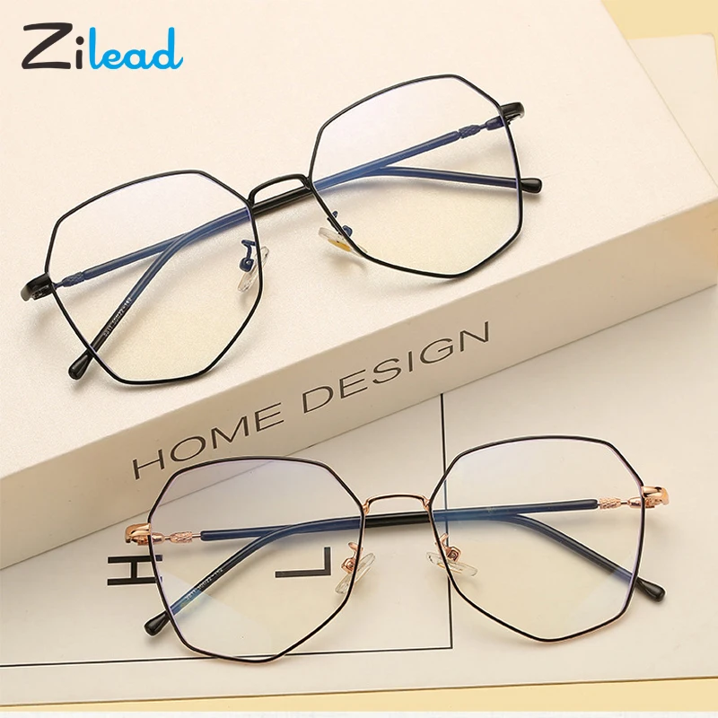 

Zilead Metal Anti Blue Light Glasses Frame Polygon Men&Women Optical Sepectacle Goggle Eyeglasses Eyewear Unisex