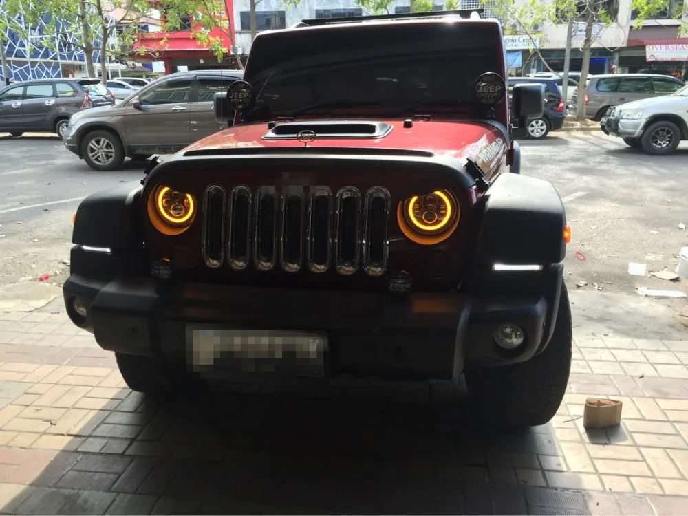 Marloo красный " проектор светодиодный фонарь красный DRL ангельские глазки для Jeep Wrangler TJ JK/JKU Rubicon Sahara