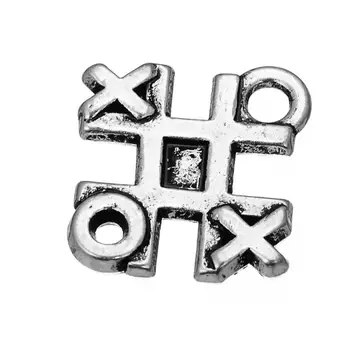 

RAINXTAR Vintage Alloy Tic Tac Toe Charms DIY XOXO Jewelry Finding Charms 16*16mm 50pcs AAC1432