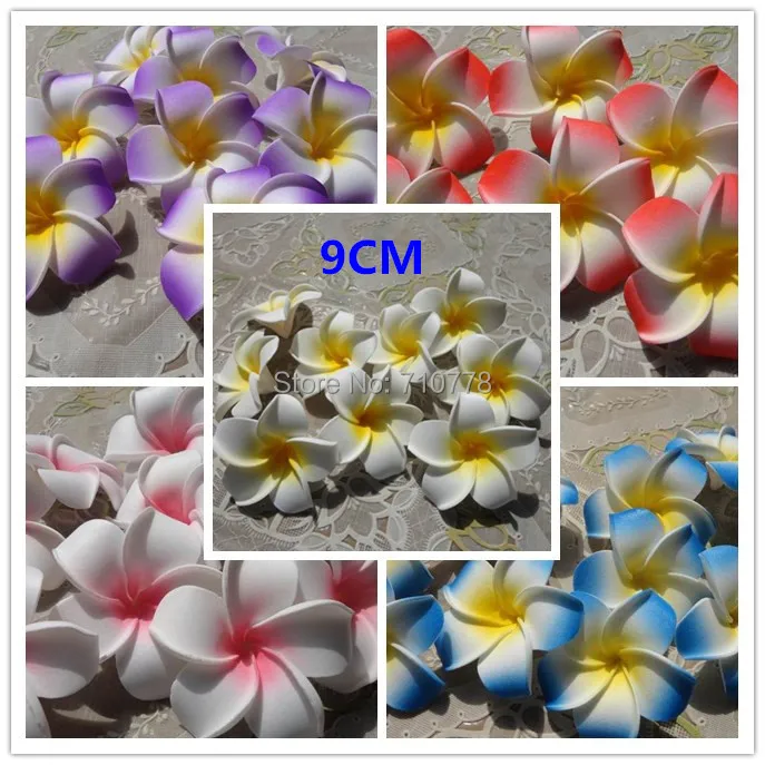 wholesale 100pcs 9cm hawaian 5COLORS real touch Artificial PE plumeria