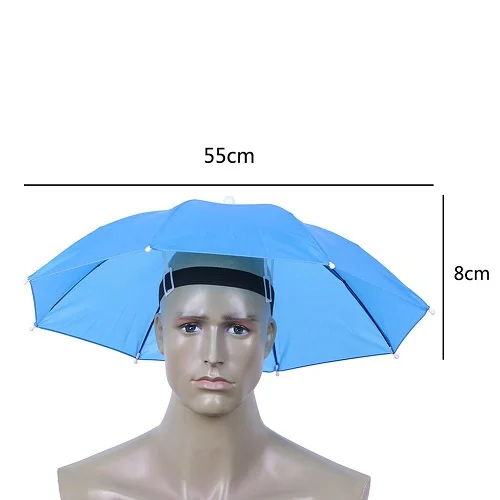 Складной зонт-шляпа для рыбалки, пешего туризма, пляжа, кемпинга, громкой связи, головной зонт, для спорта на открытом воздухе, дождевик 55 см - Цвет: 02