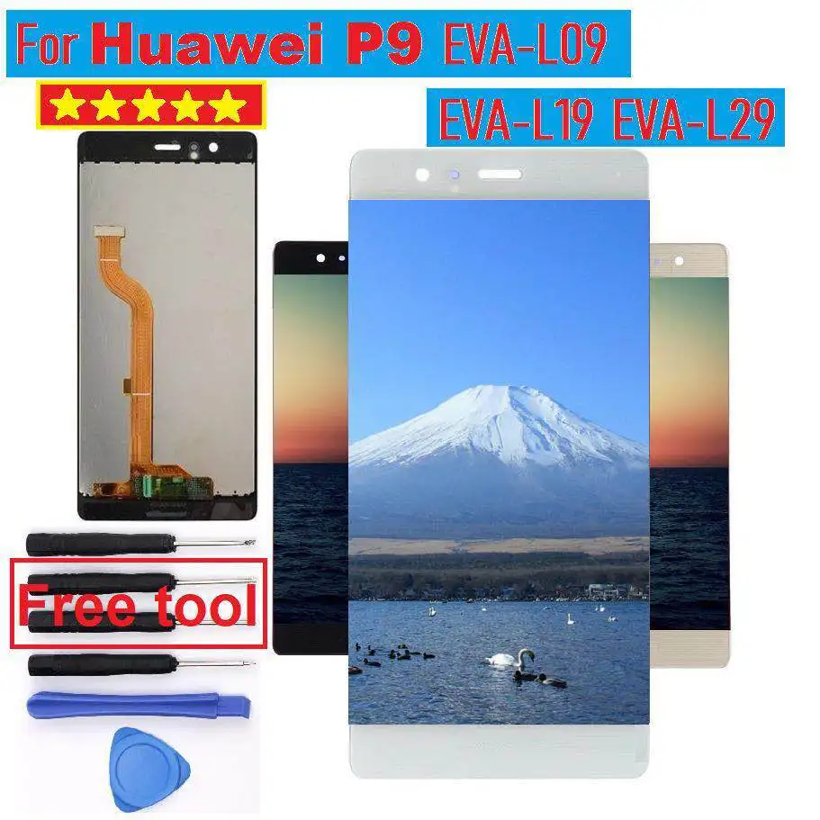

For Huawei P9 LCD Display+Touch Screen Digitizer Assembly With Frame Pantalla Replacement Parts For Huawei P9 LCD Display