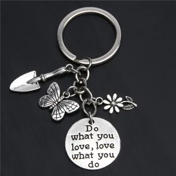 

1pc Flower Butterfly Charms Keychains Shovel Gardener Key Chain Gift For Florist Nature Jewelry Handmade Diy E2043