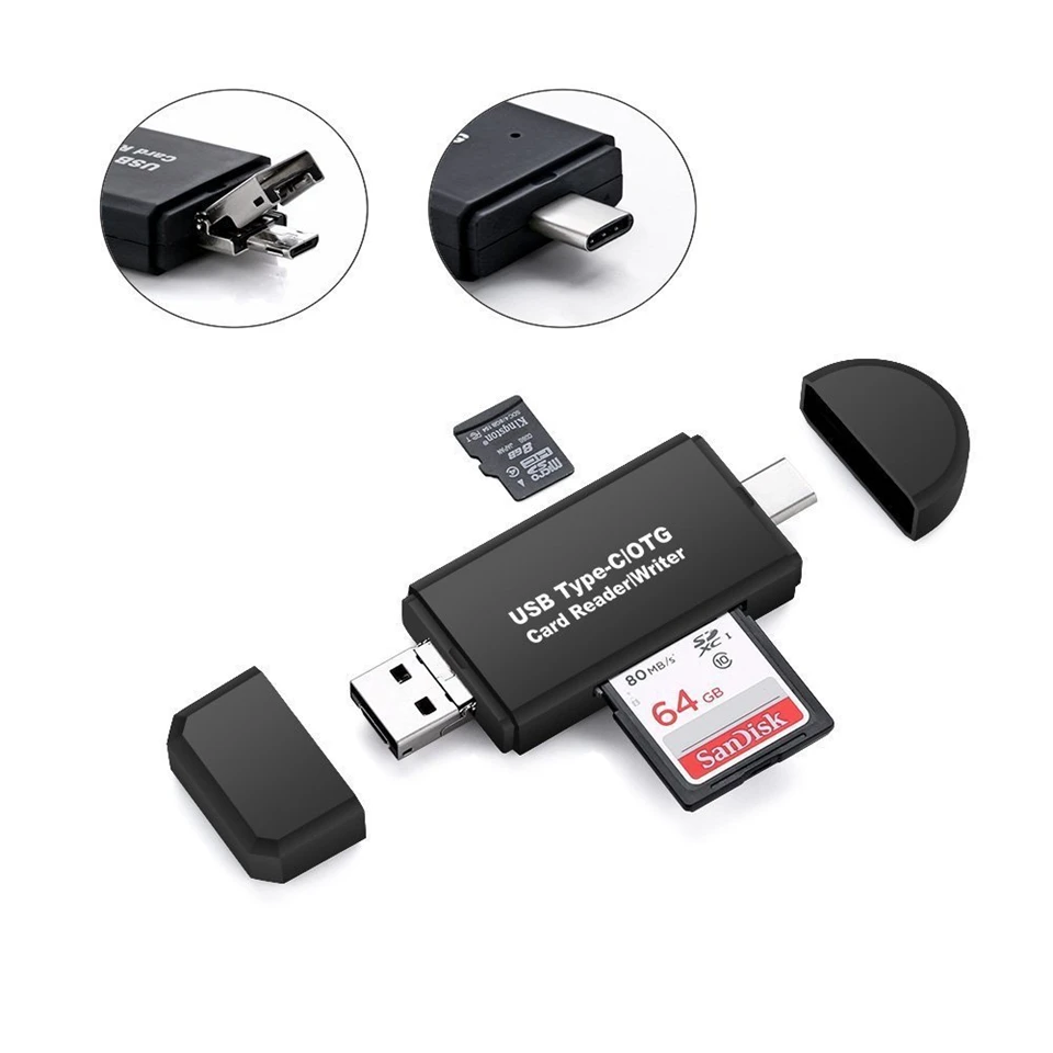 3 в 1 usb type-C Micro USB кард-ридер USB2.0 Универсальный TF/SD карта памяти OTG ридер для Xiaomi 6 GALAXY S8 Macbook Pro