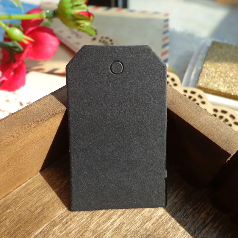 

100pcs Black Bookmark Trapezoid Blank Kraft Gift Tags Price Label Paper Hang Tags With Hemp Rope 3x5cm