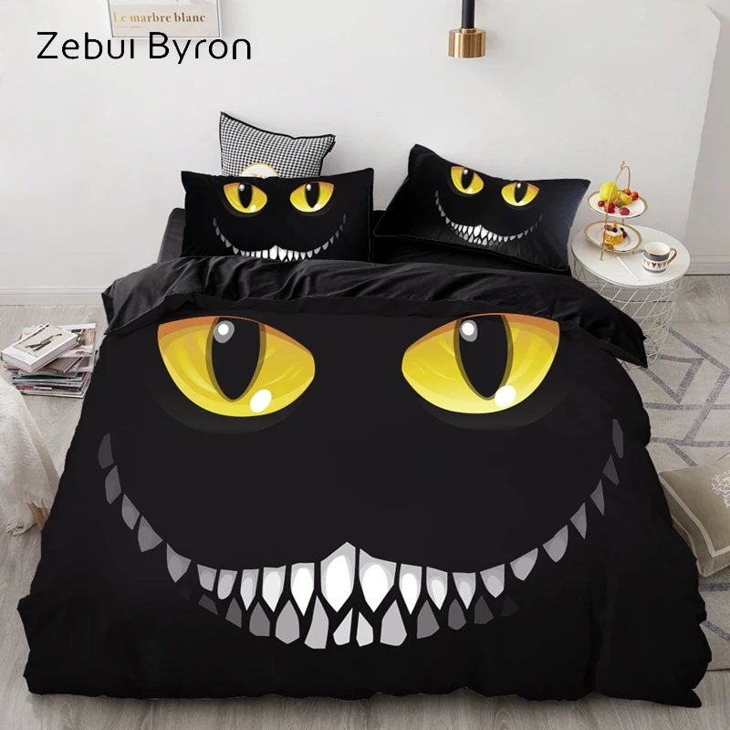 

3D Print Duvet Cover Set Custom/King/Europe/USA,Bedding Set Queen/King,Quilt/Blanket Cover Set Halloween Glowing eyes smile