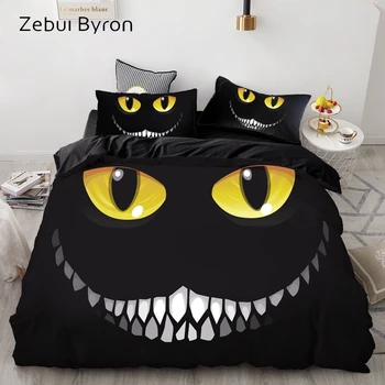 

3D Print Duvet Cover Set Custom/King/Europe/USA,Bedding Set Queen/King,Quilt/Blanket Cover Set Halloween Glowing eyes smile