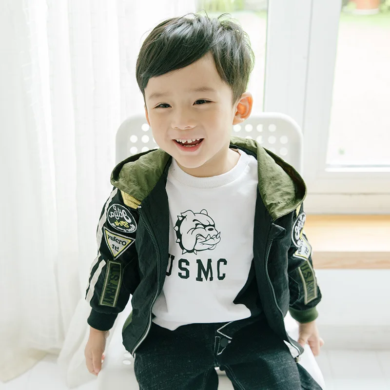 

Children's clothing spring and autumn new fashion coat 2019 baby pure ribbon multi-standard hooded jacket boys clothes