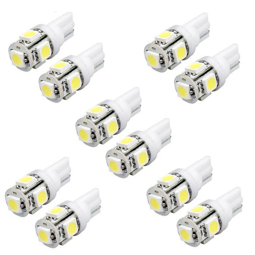 Lcare 10 шт. цветные T10 5 SMD 5050 LED 194 168 W5W Автомобильные Боковые клиновидные задние