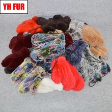 Горячая Распродажа, зимние перчатки из натурального меха, женские эластичные вязаные перчатки ручной работы, настоящий мех кролика, перчатки для улицы из натурального меха кролика