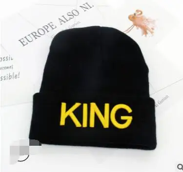 

10pcs/lot King Queen Beanie Men Women Casual Hat Beanies Skullies Winter Hats Cap Knitted casual Hiphop cap