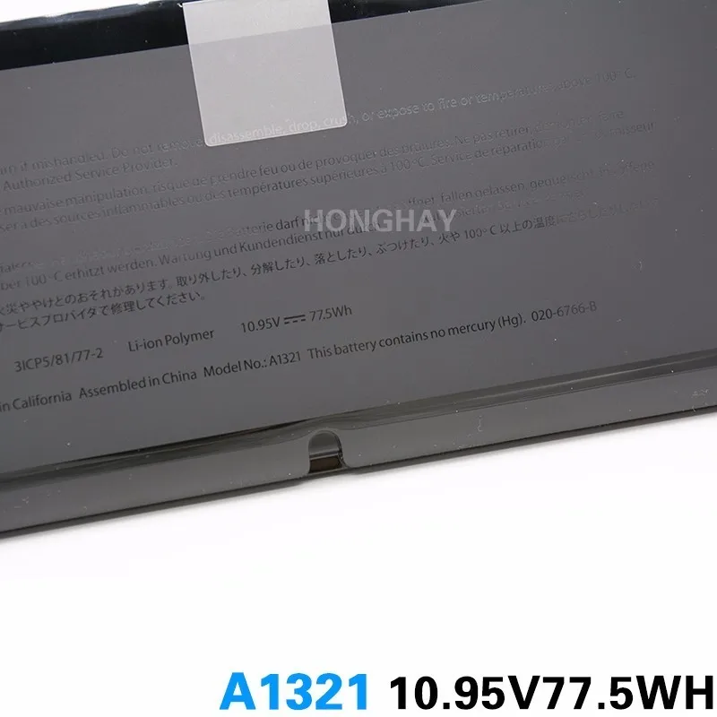 Новый аккумулятор HONGHAY 10 95 V 77.5Wh A1321 для Macbook Pro 15 дюймов A1286 Unibody 2009 2010 лет|battery for