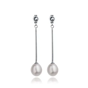 

Sinya 925 sterling silver pearl jewelry tread long drop earring valentines gift for women 2019 Hot sale