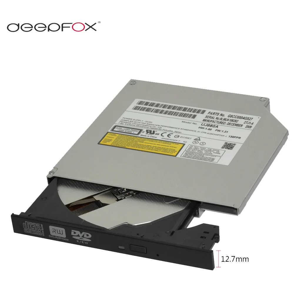 Deepfox 12,7 мм DVD CD RW горелка Писатель Внутренний SATA Оптический привод ноутбук привод DVD горелка Писатель с панелью